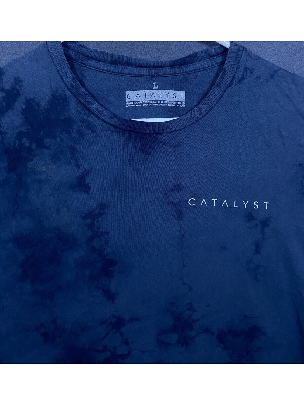 Catalyst Tie-Dye T-Shirt in Navy Blue, Size Large Surfer Beach Ocean Style Blend
